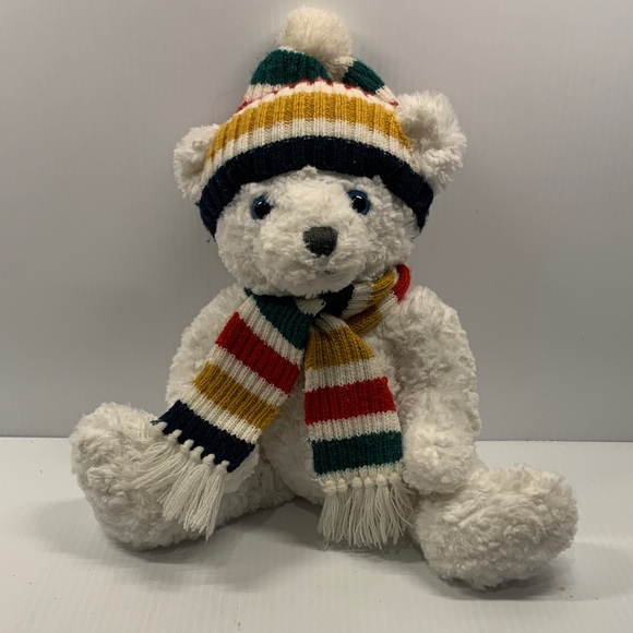 Cozy Striped Bear Plush with Hat and Scarf - Picture 1 of 2